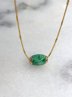 Green Jade Barrel(with 18K gold chain)