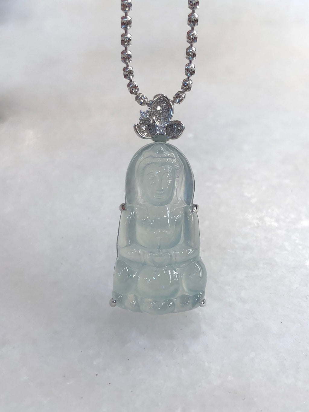 Icy Jade Guan Yin Pendant