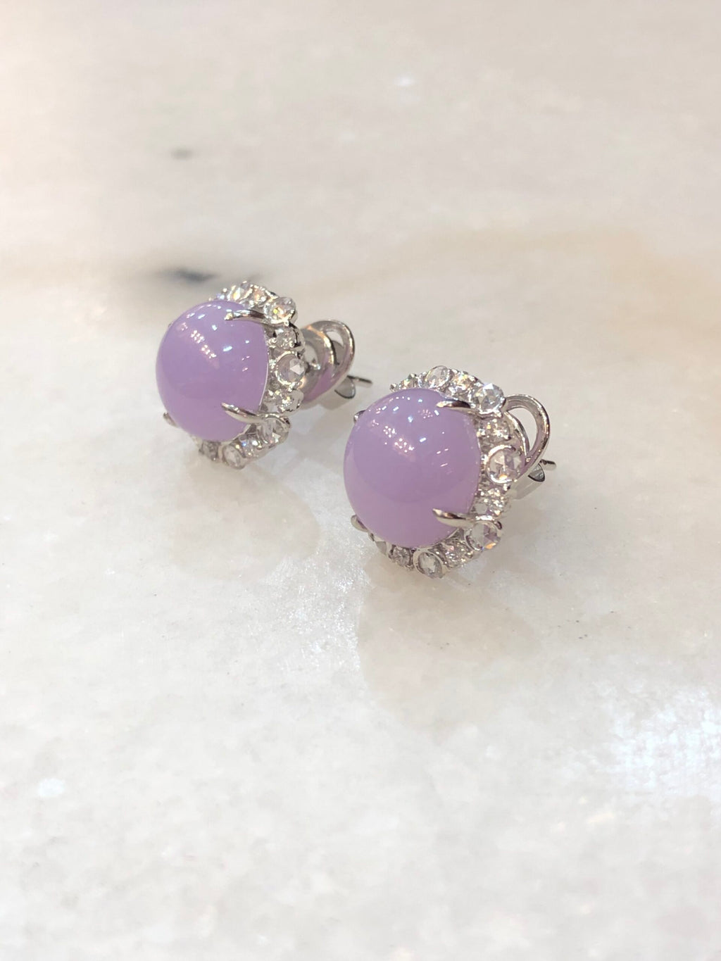 Lavender Jade Cabochons Earrings