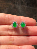 Icy Green Jade Cabochons Earrings
