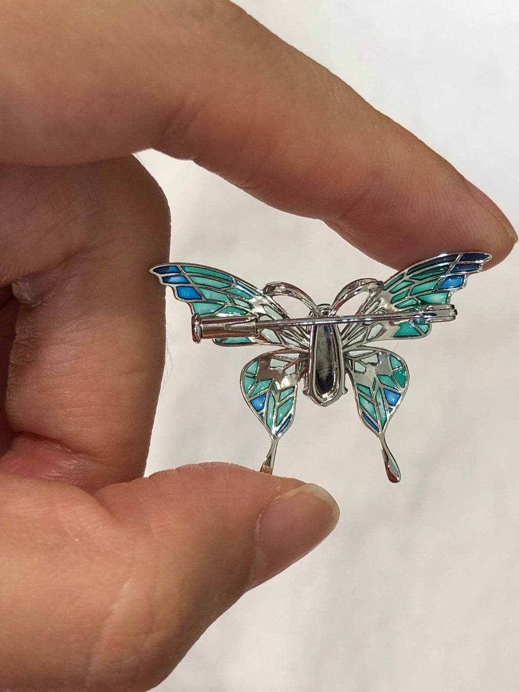 Green Jade Pea Pod Butterfly Pendant/Brooch