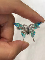 Green Jade Pea Pod Butterfly Pendant/Brooch