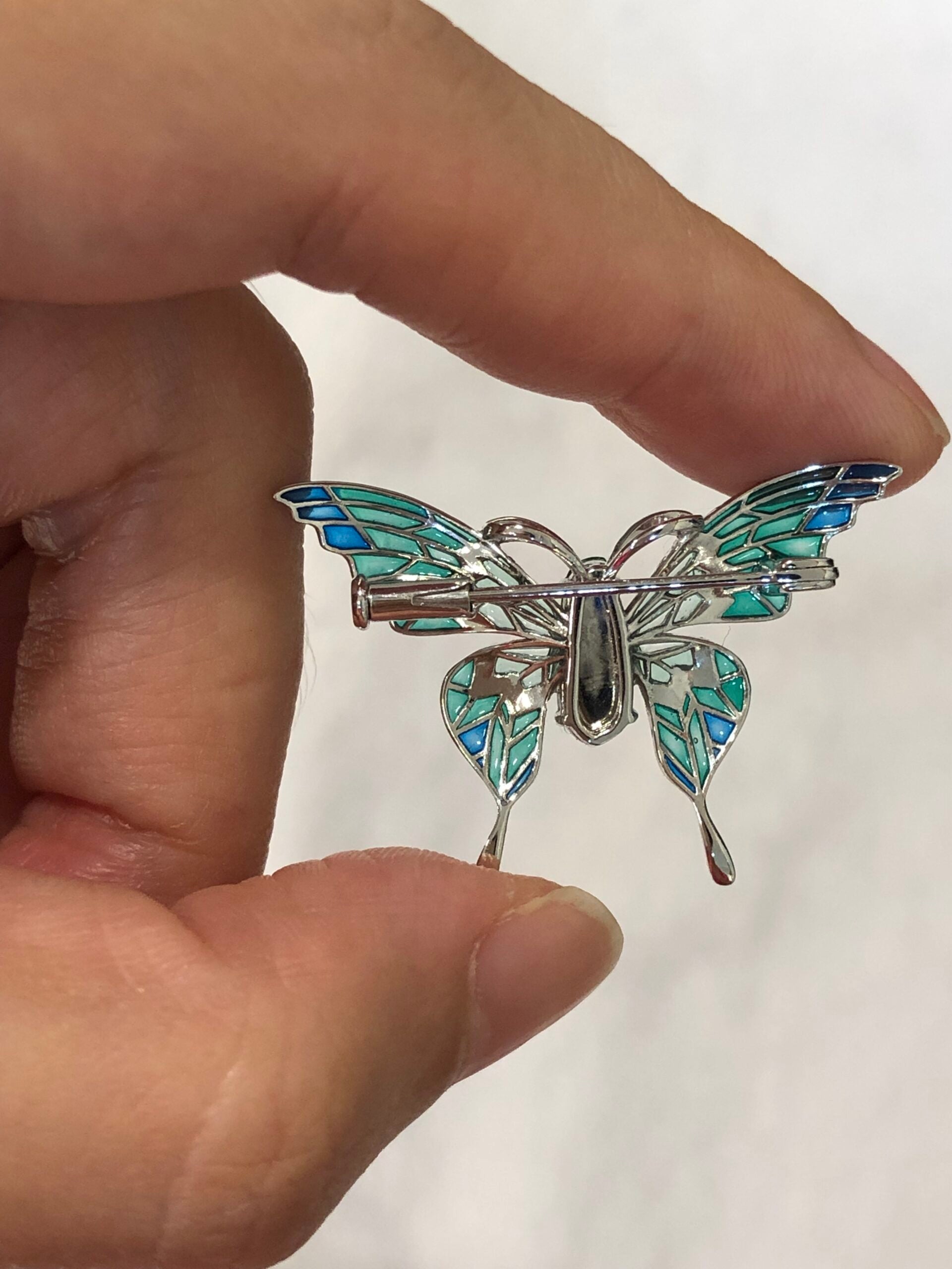Green Jade Pea Pod Butterfly Pendant/Brooch