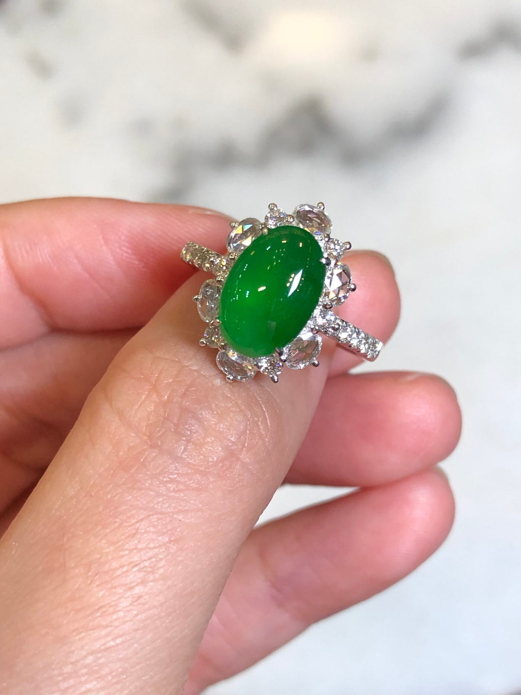 Green Jade Cabochon Ring
