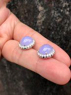 Natural Type A Icy Lavender Cabochon Jadeite Earring
