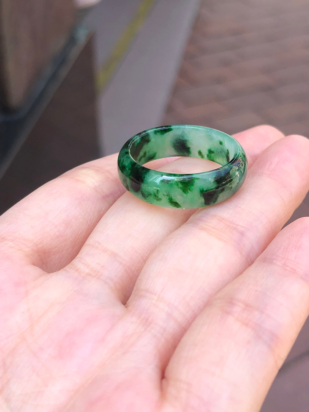 Green Jade Hololith Ring