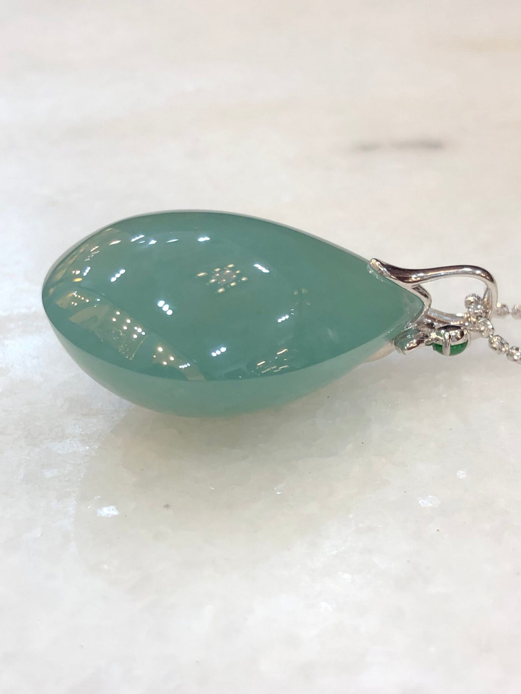 Bluish Green Jade Dewdrop Pendant
