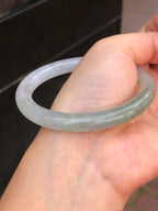 Icy White with Green Jade Bangle