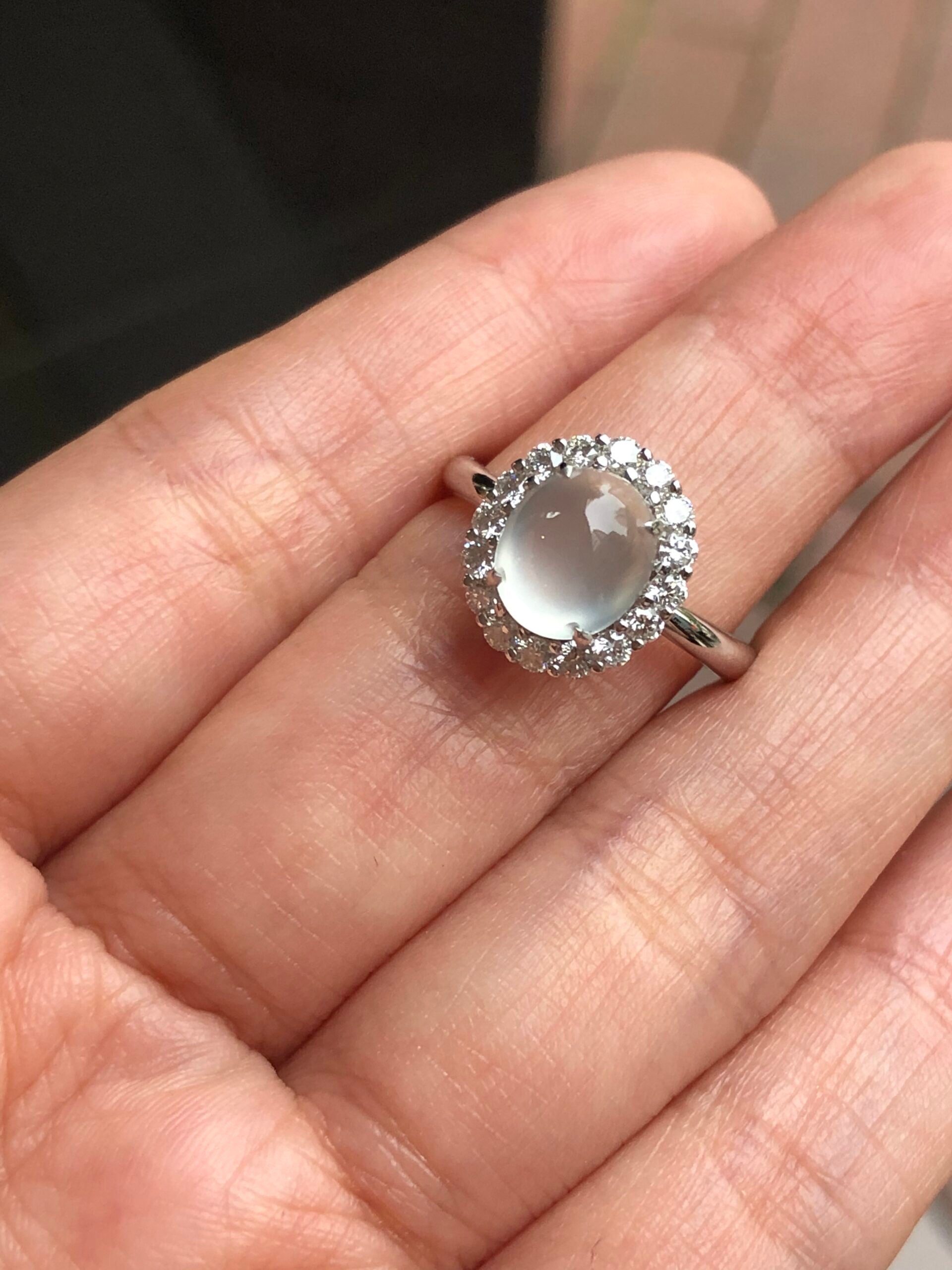Icy Jade Cabochon Ring (Glassy Variety)