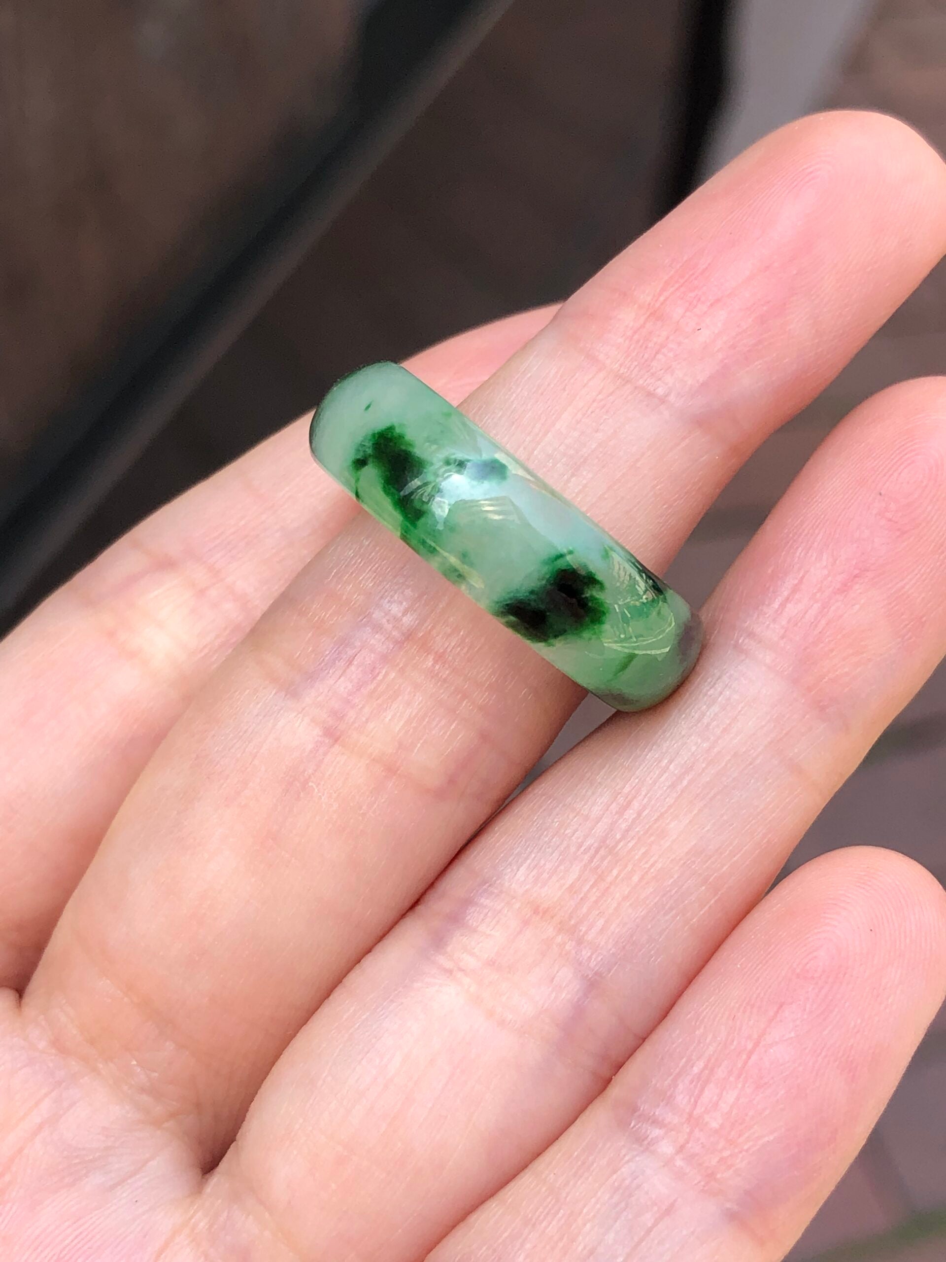 Green Jade Hololith Ring