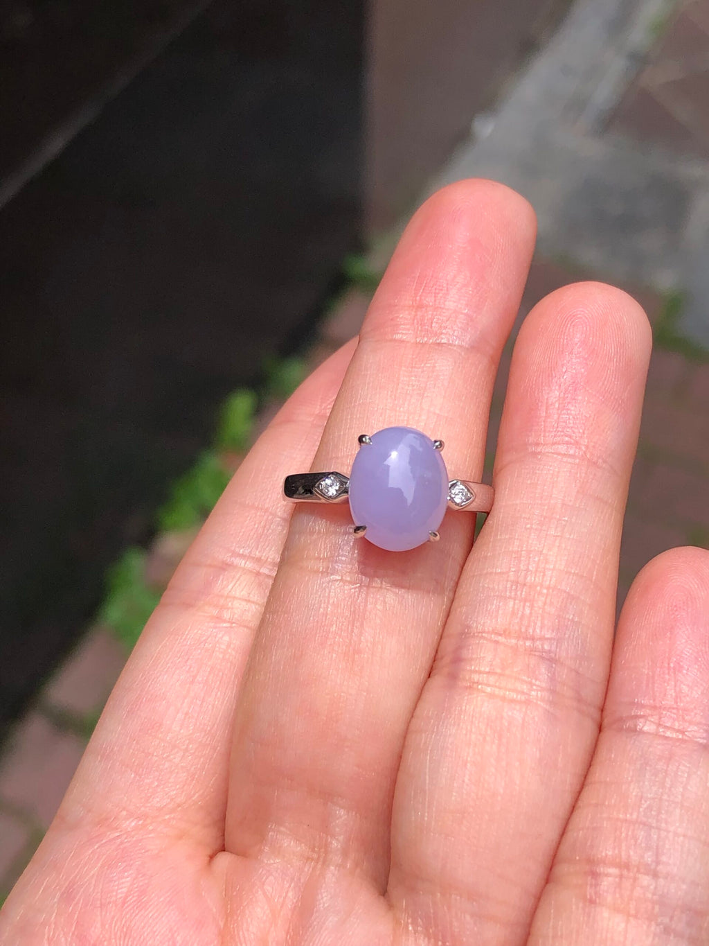 Lavender Jade Cabochon Ring