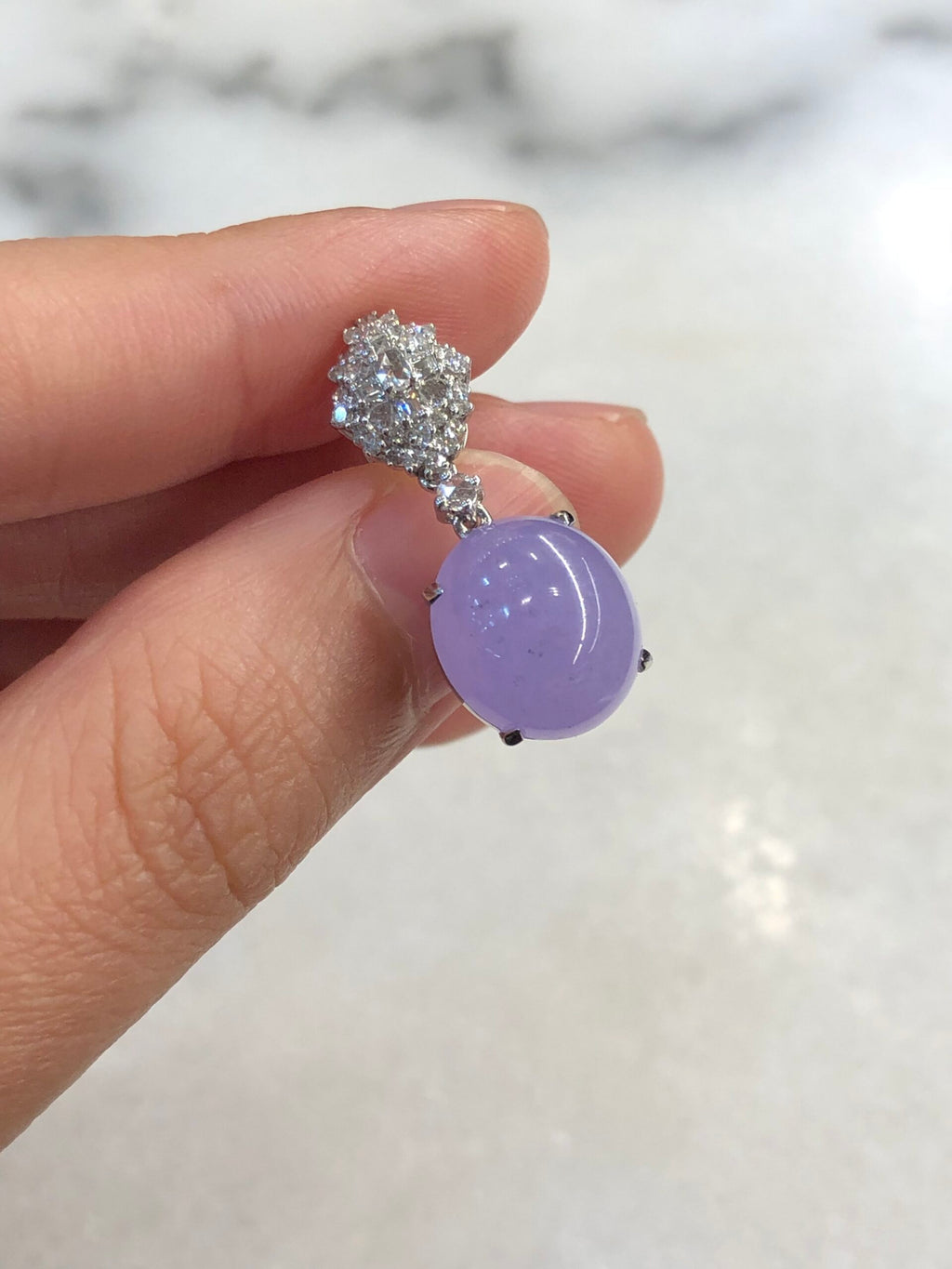 Icy Lavender Jade Cabochons Earrings