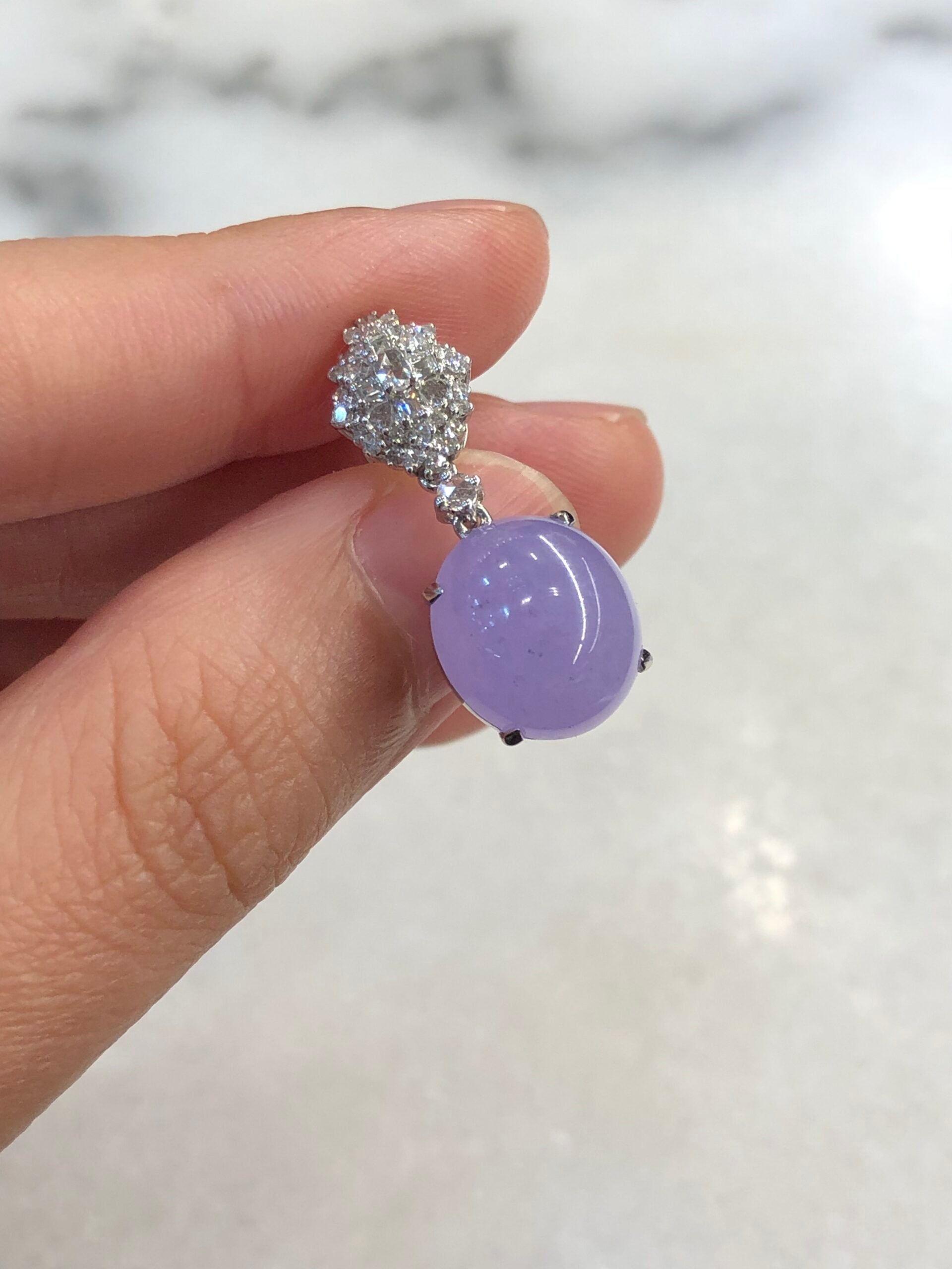 Icy Lavender Jade Cabochons Earrings