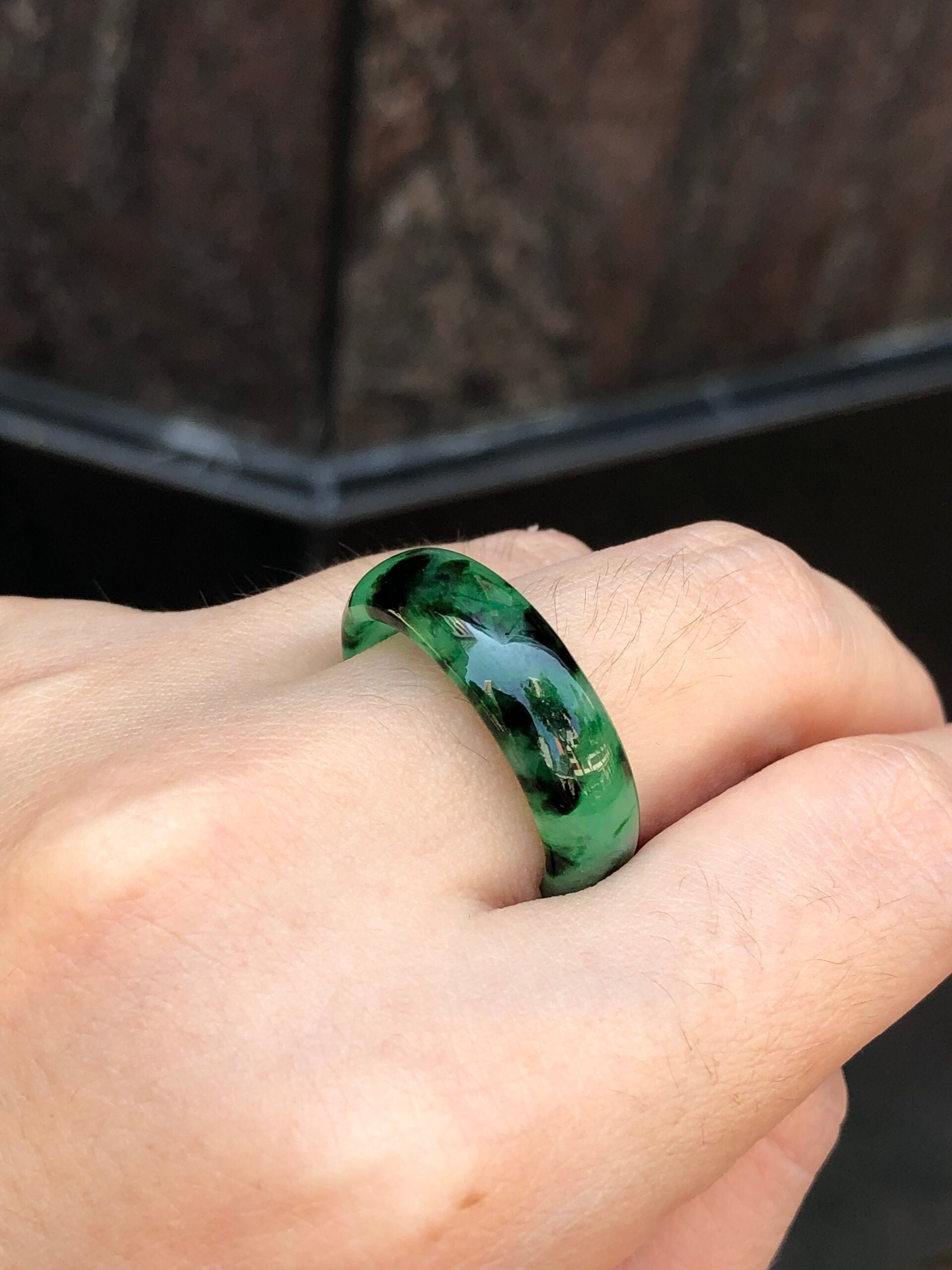 Green Jade Hololith Ring