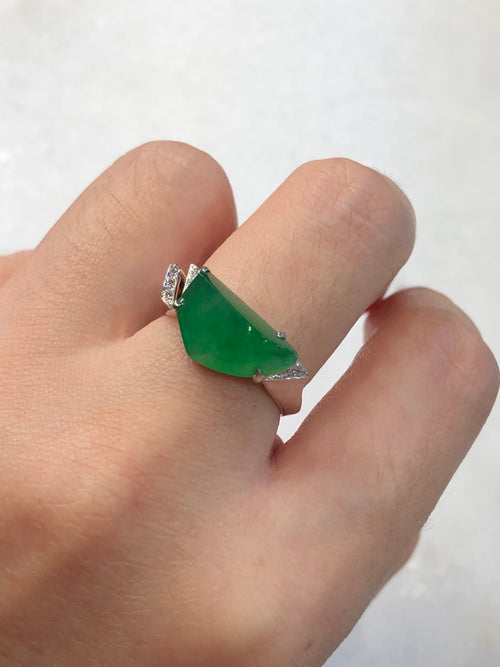 Natural Type A Green Faceted Jadeite Ring | ClassicJade Singapore