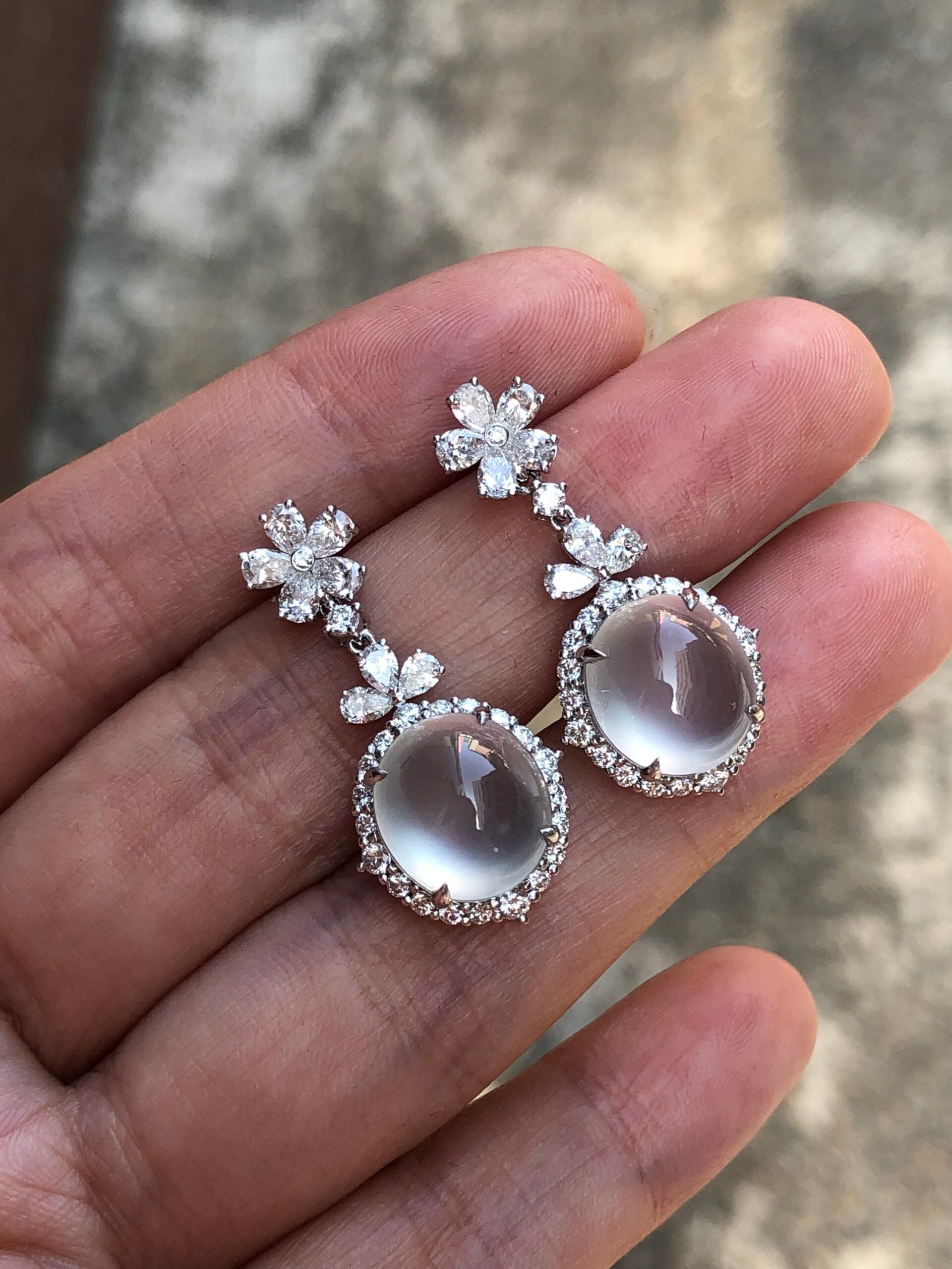 Icy Jade Cabochon Earrings (Glassy Variety)