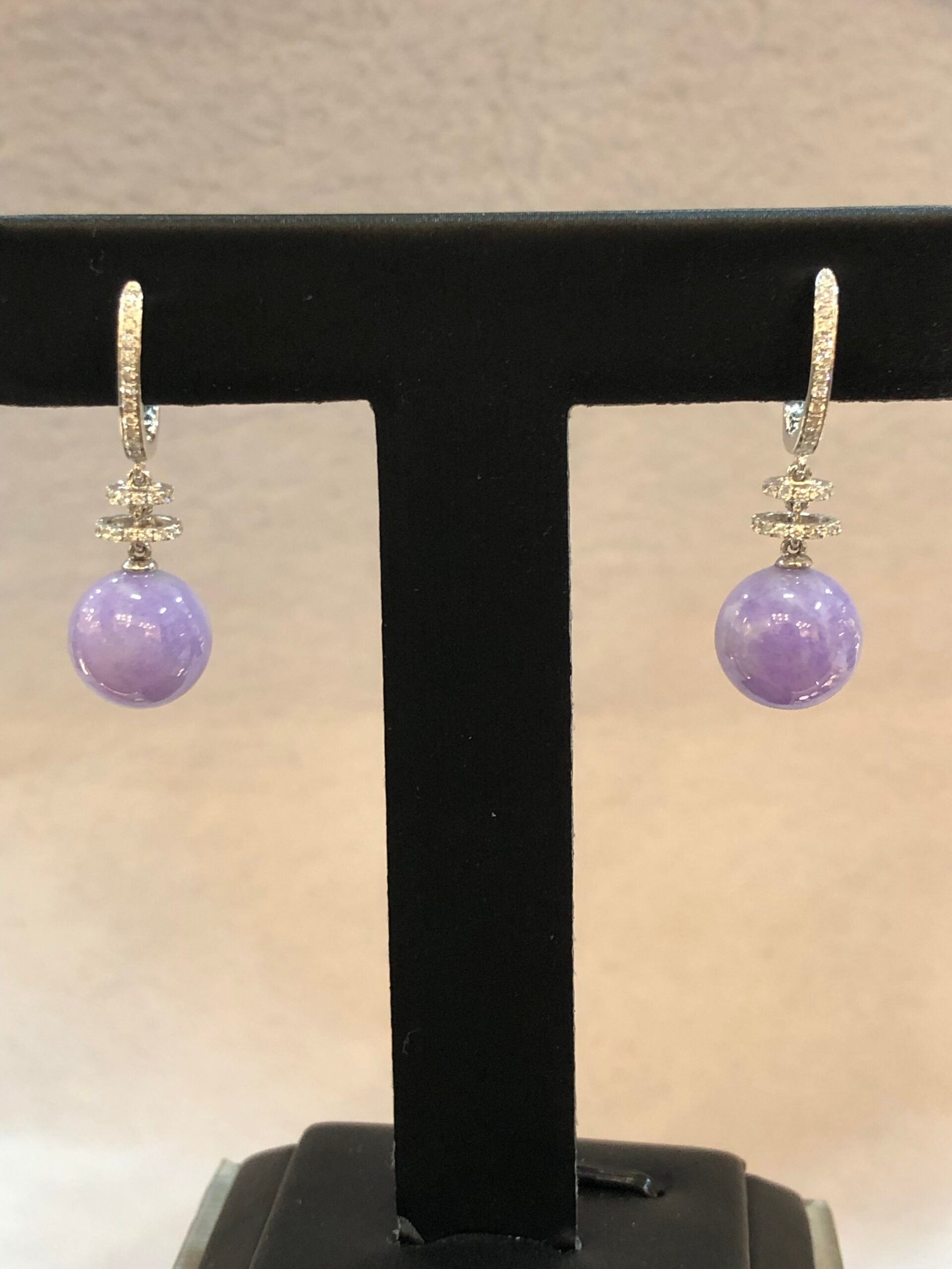 Lavender Jade Ball Earrings
