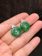 Icy Green Safety Coin Earrings