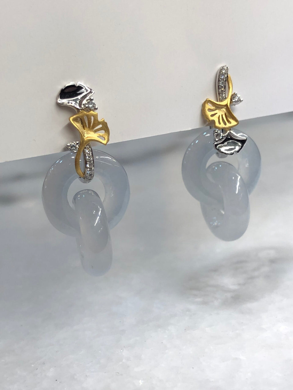 Icy Jade Double Loops Earrings