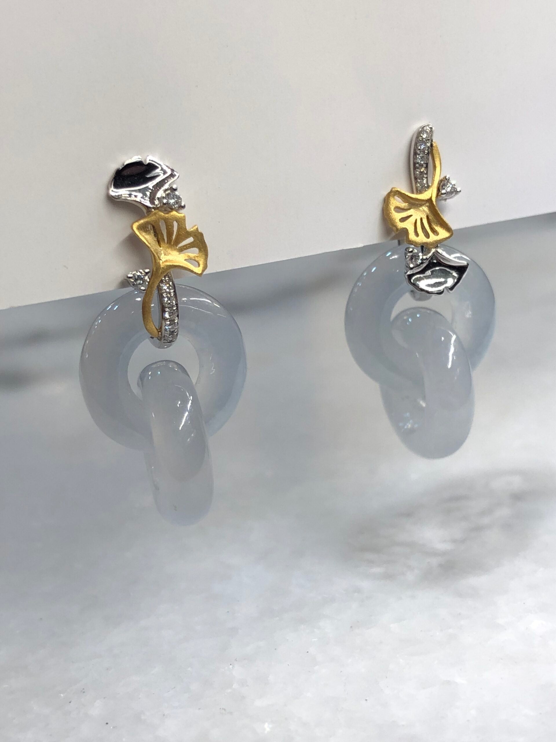 Icy Jade Double Loops Earrings