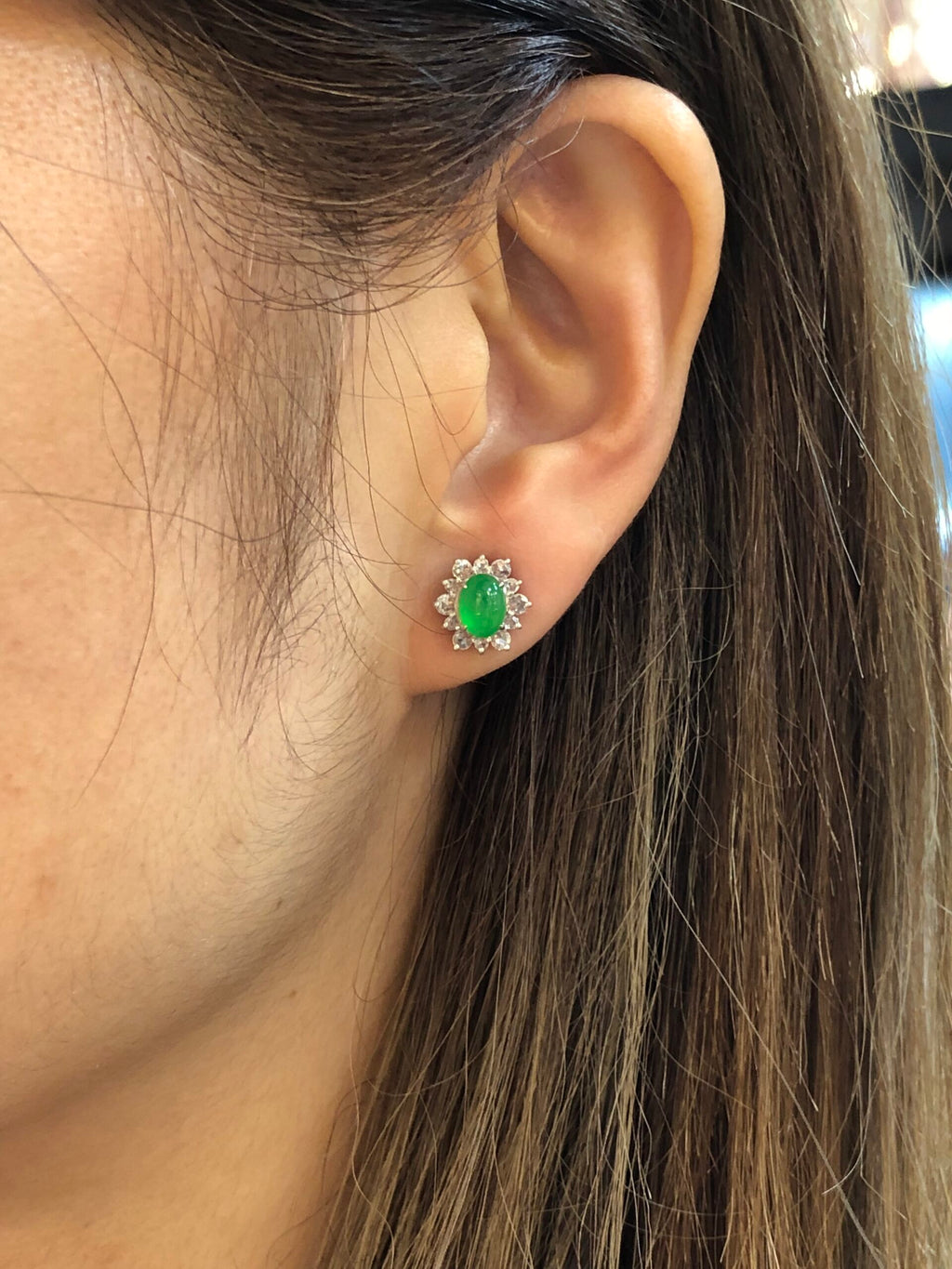 Icy Green Jade Cabochons Earrings
