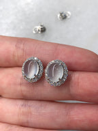 Icy Jade Cabochons Earrings (Glassy Variety)