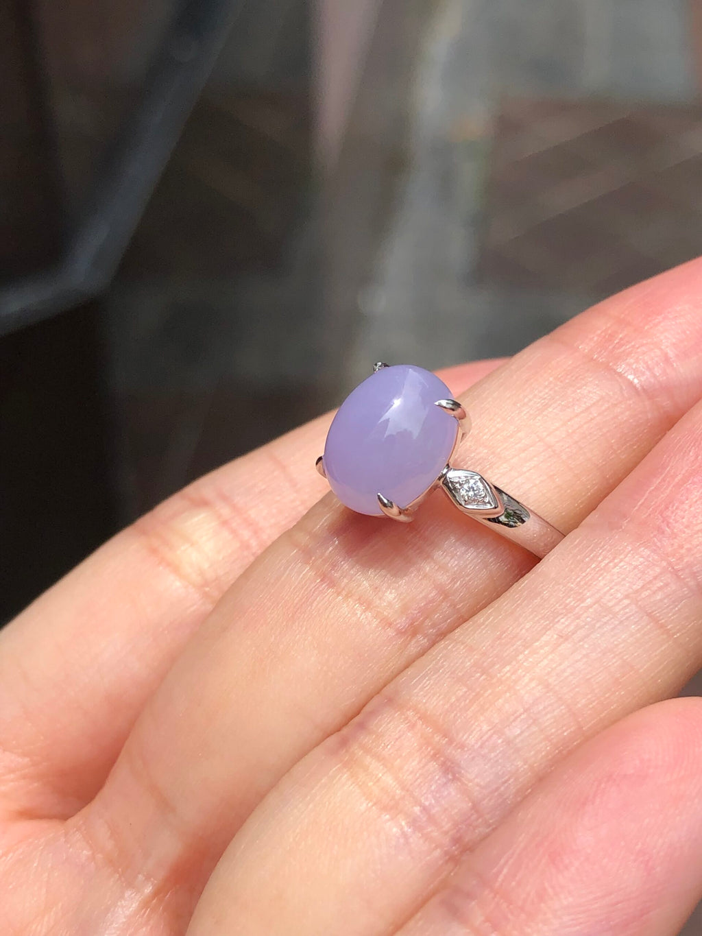 Lavender Jade Cabochon Ring