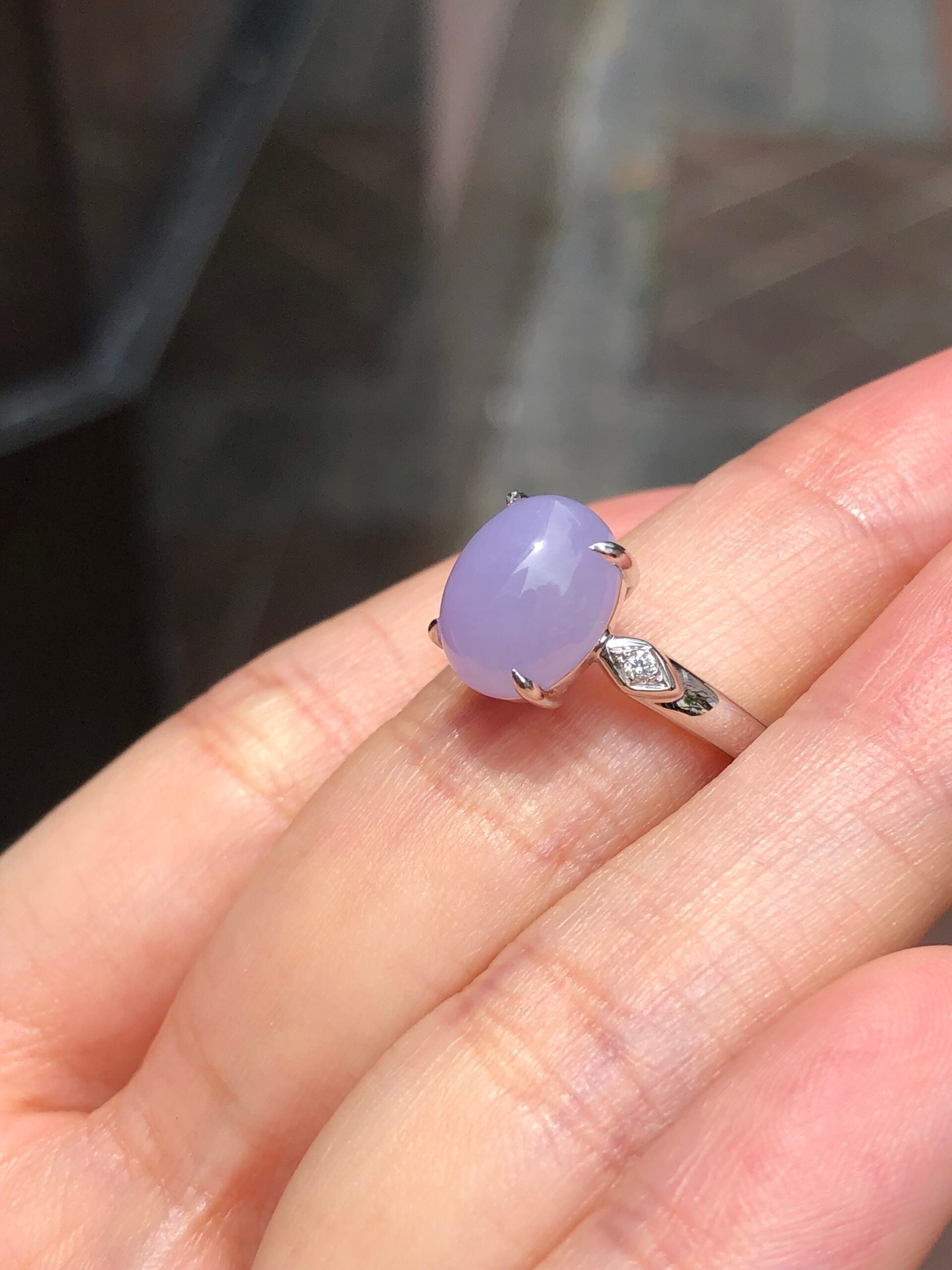 Lavender Jade Cabochon Ring