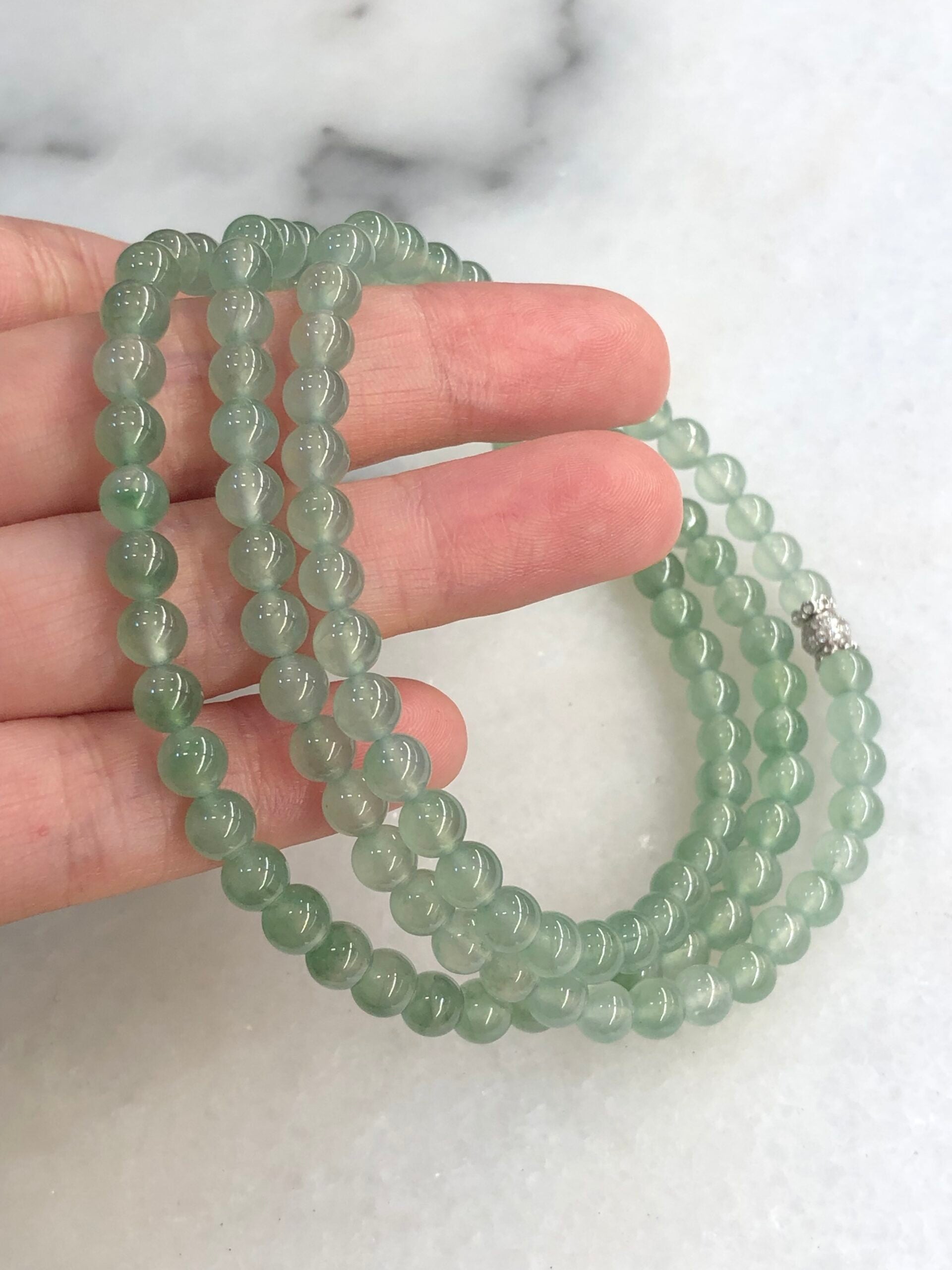 Icy Green Jade Beads Necklace