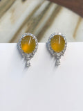 Icy Honey Jade Cabochons Earrings