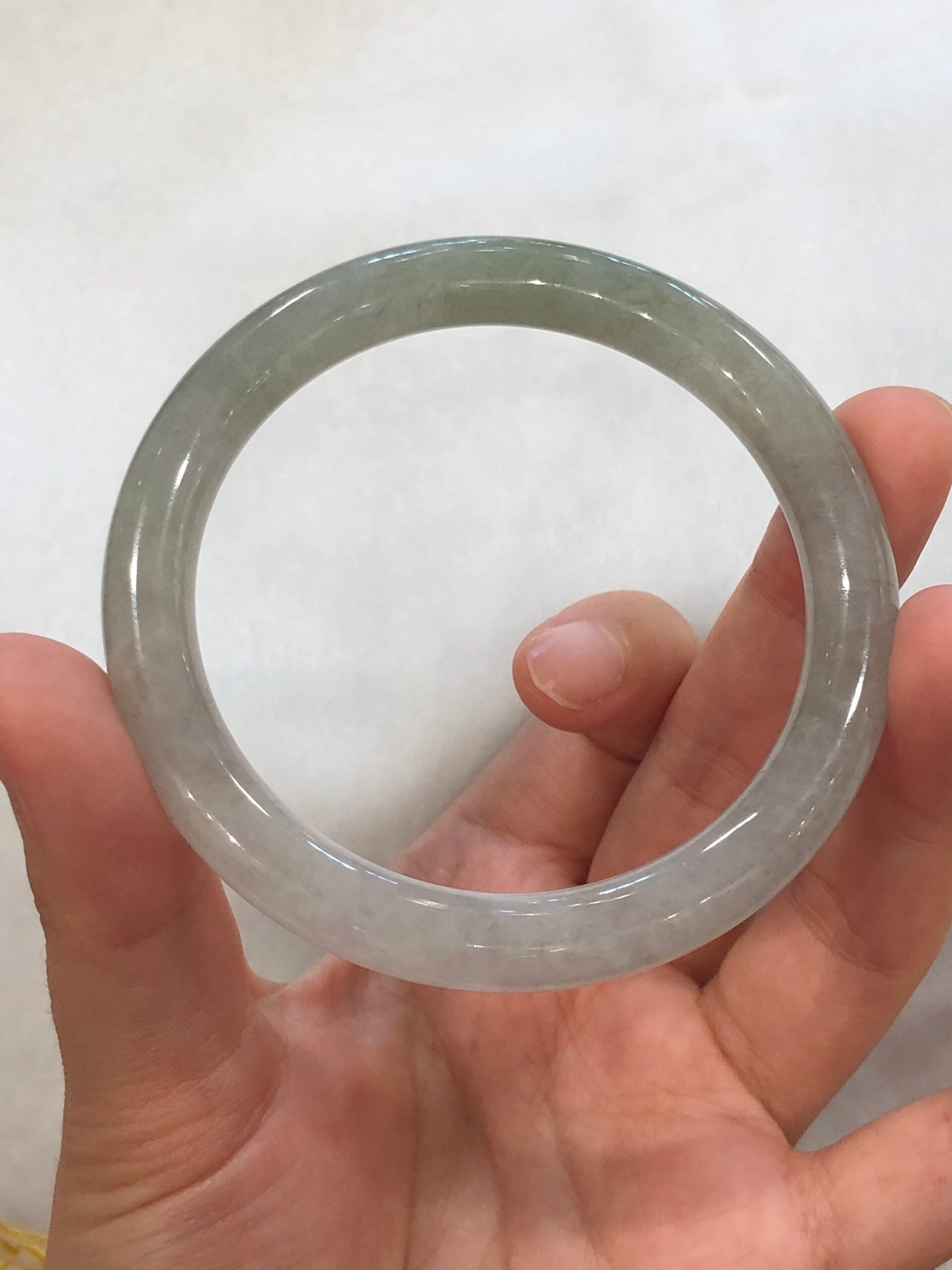 Icy White with Green Jade Bangle