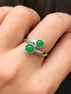 Green Jade Cabochons Ring