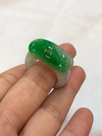 Green Jade Saddle Ring