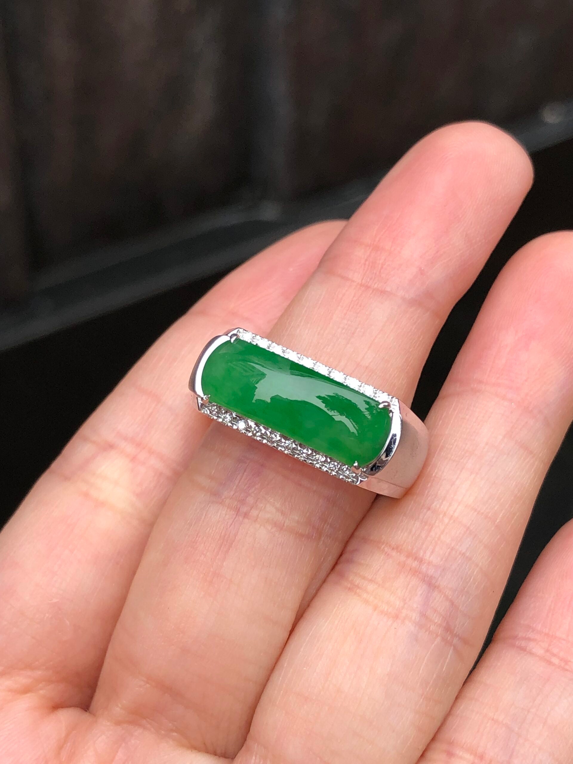 Icy Green Jade Saddle Ring