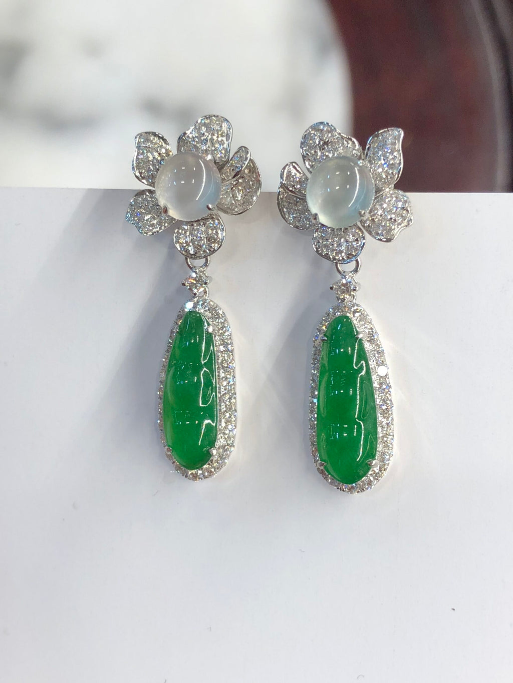 Green Jade Pea Pod Earrings