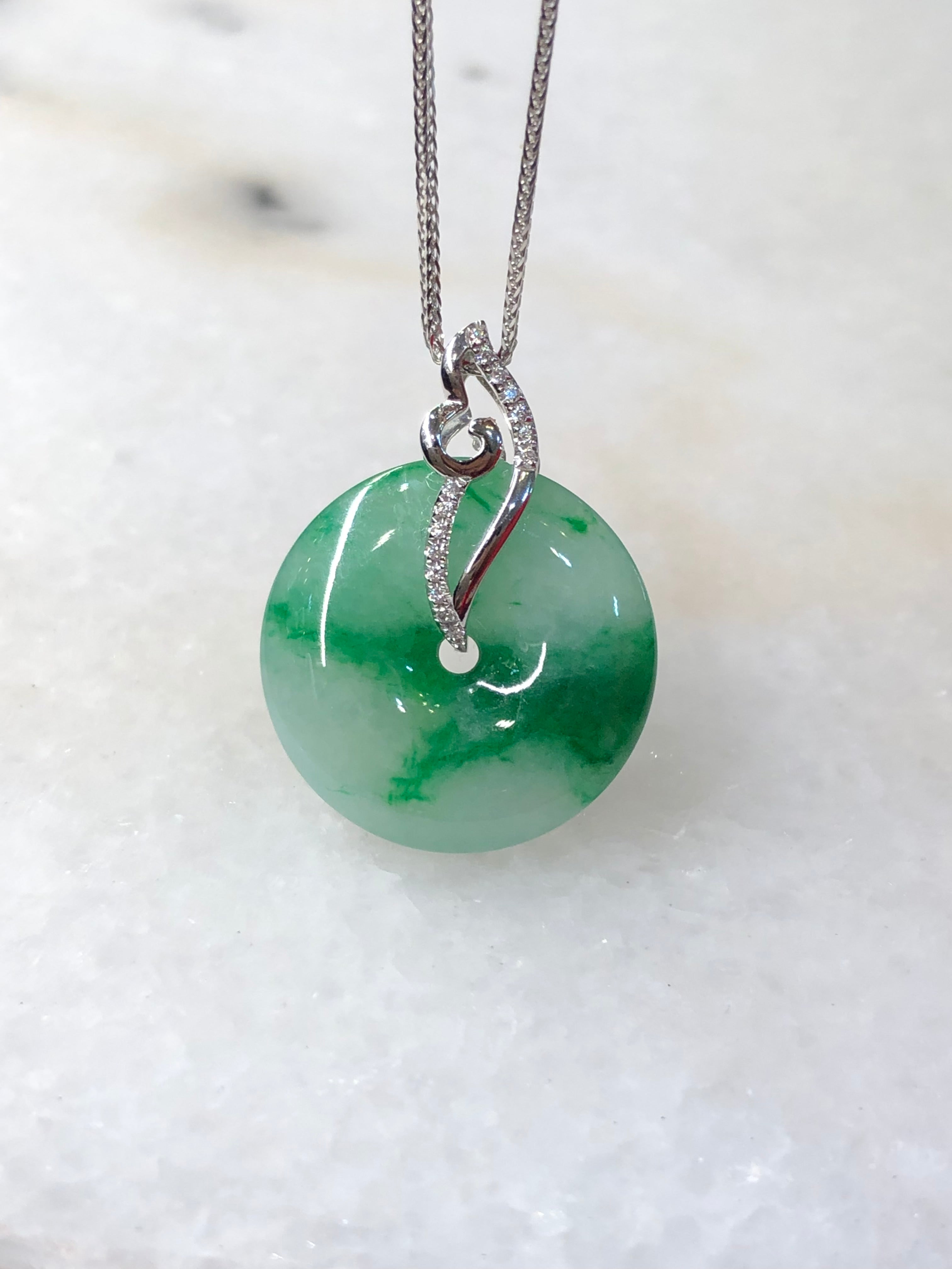 Green Safety Coin Jadeite Pendant