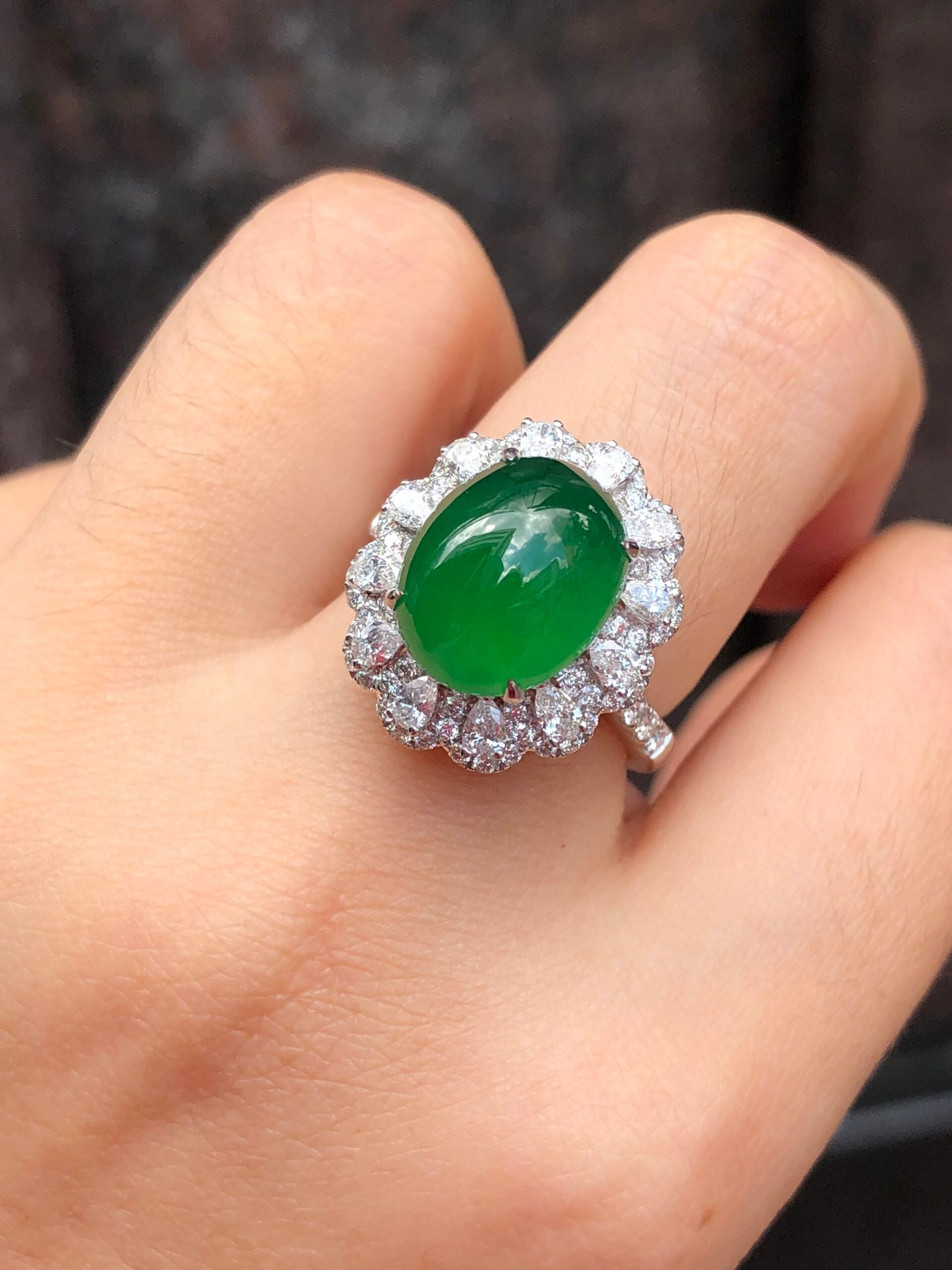 Green Jade Cabochon Ring/ Pendant