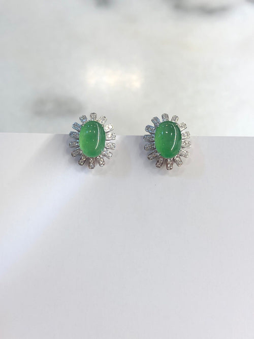 Green Jade Cabochons Earrings