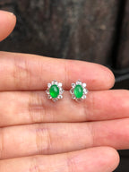 Icy Green Jade Cabochons Earrings