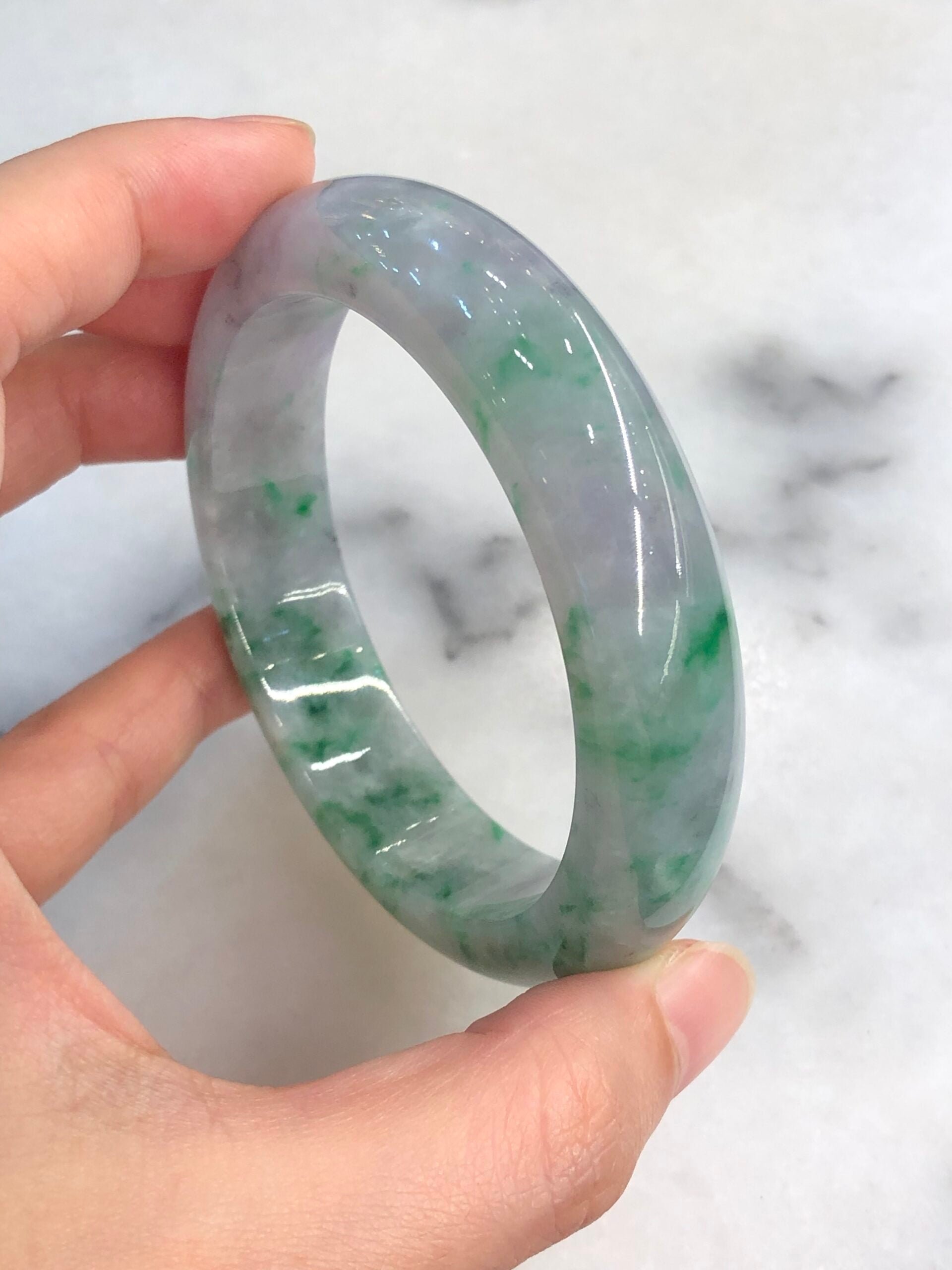 Green with Lavender Jade Bangle