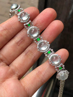 Icy Jadeite Cabochon Bracelet (Glassy Variety) | Natural Type A Jadeite | ClassicJade Singapore