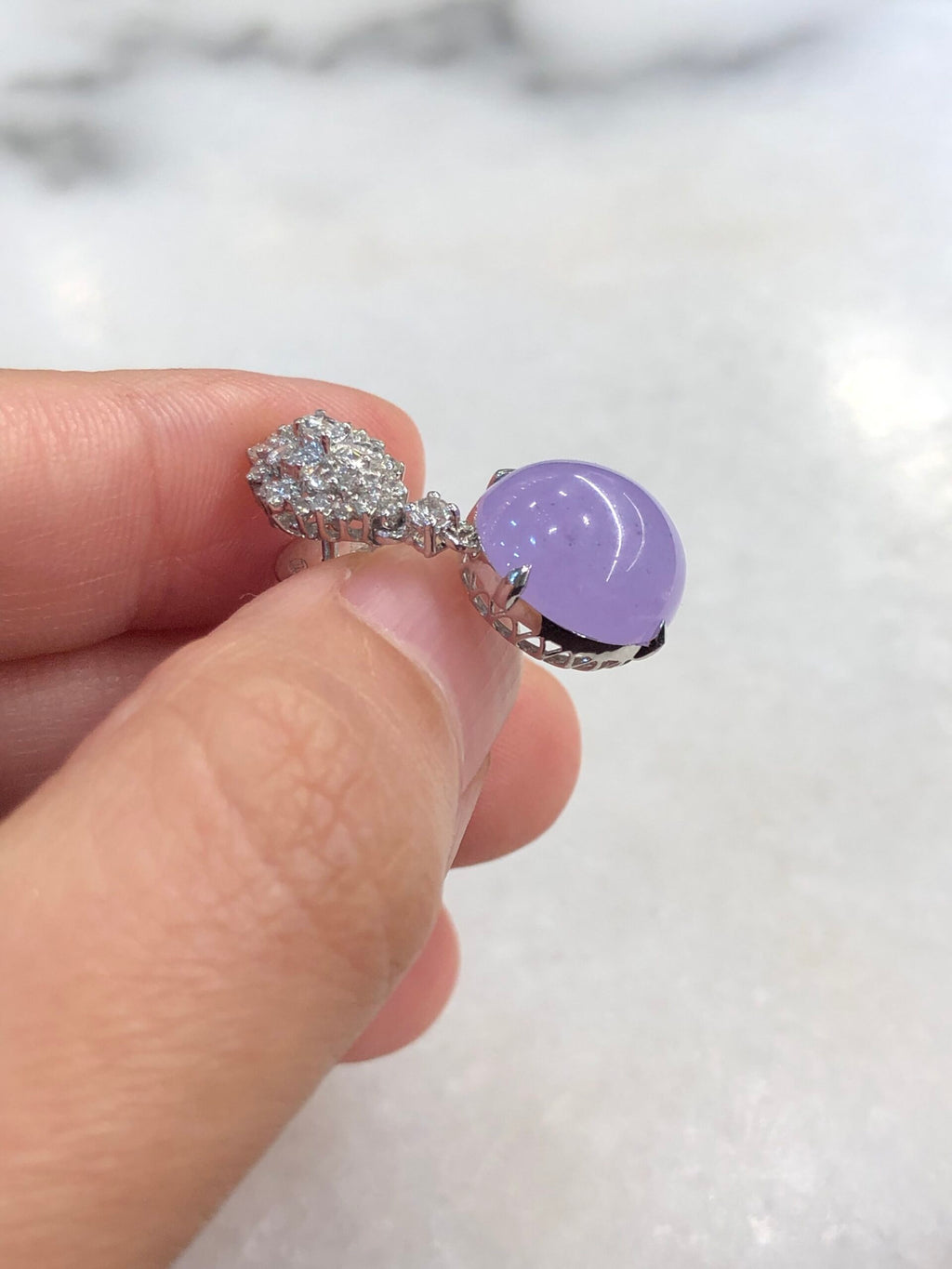 Icy Lavender Jade Cabochons Earrings