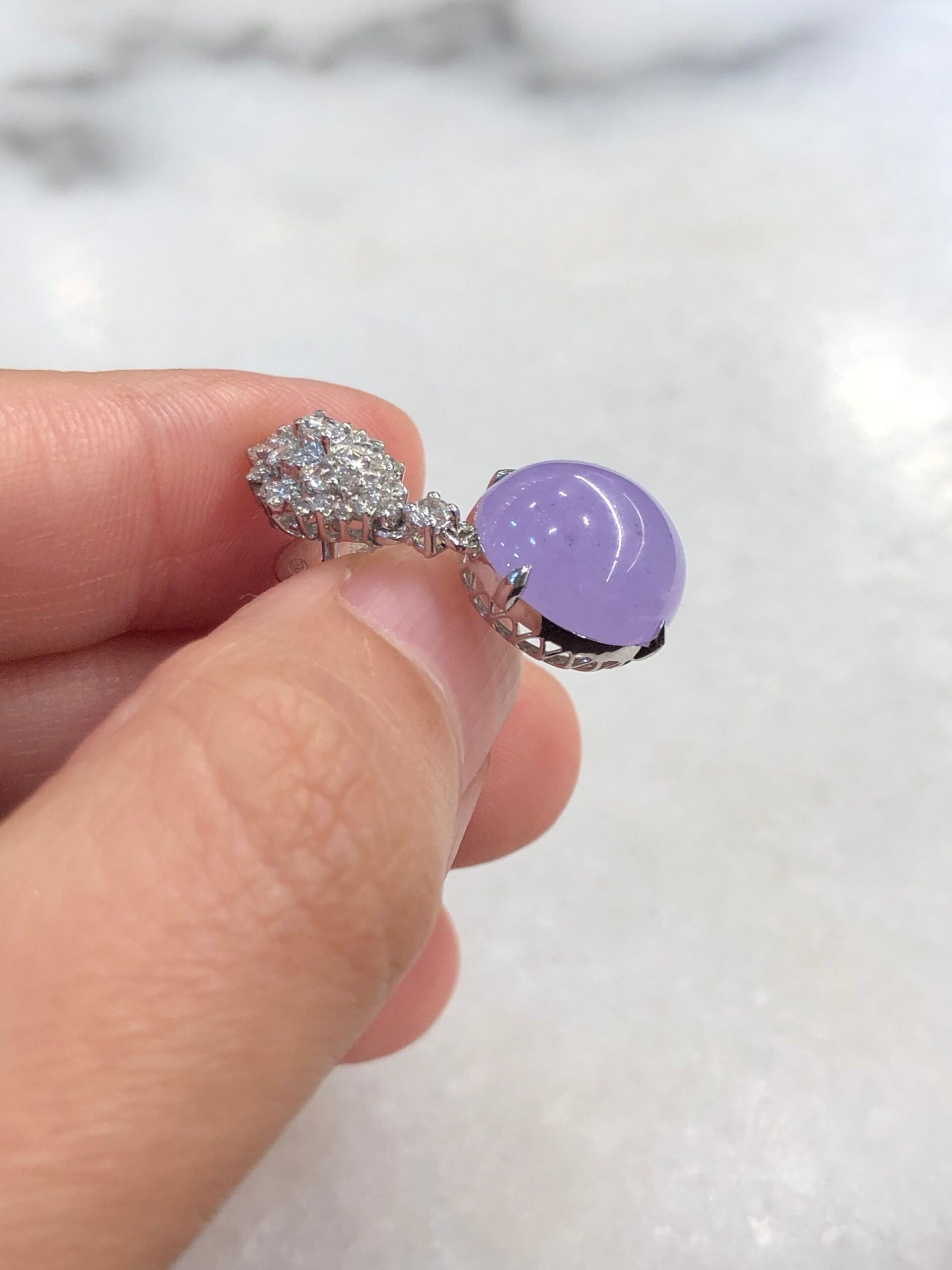 Icy Lavender Jade Cabochons Earrings