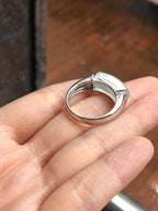 Icy with Green Jade Saddle Ring
