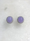 Natural Type A Icy Lavender Cabochon Jadeite Earring