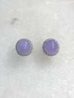 Natural Type A Icy Lavender Cabochon Jadeite Earring