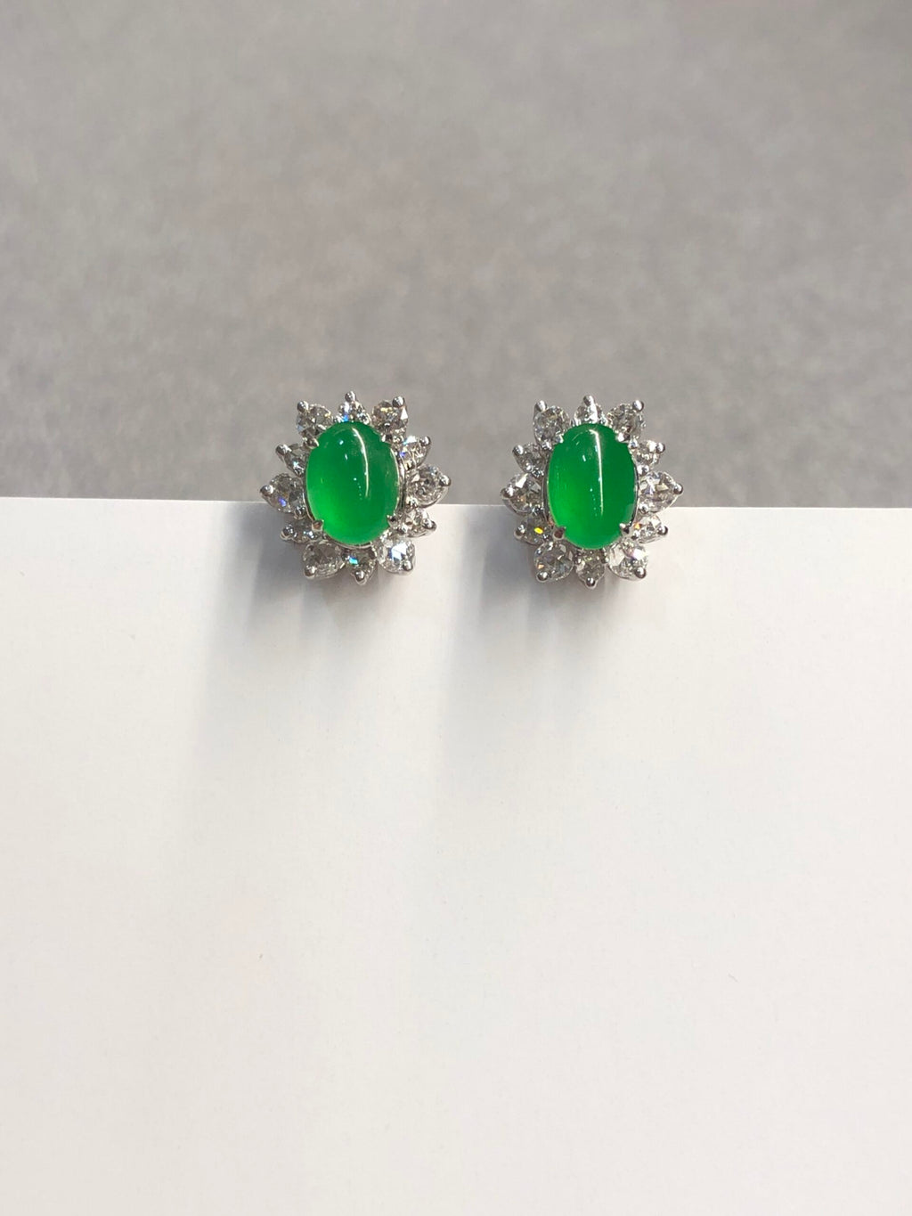 Icy Green Jade Cabochons Earrings