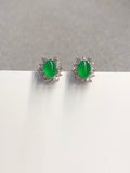 Icy Green Jade Cabochons Earrings