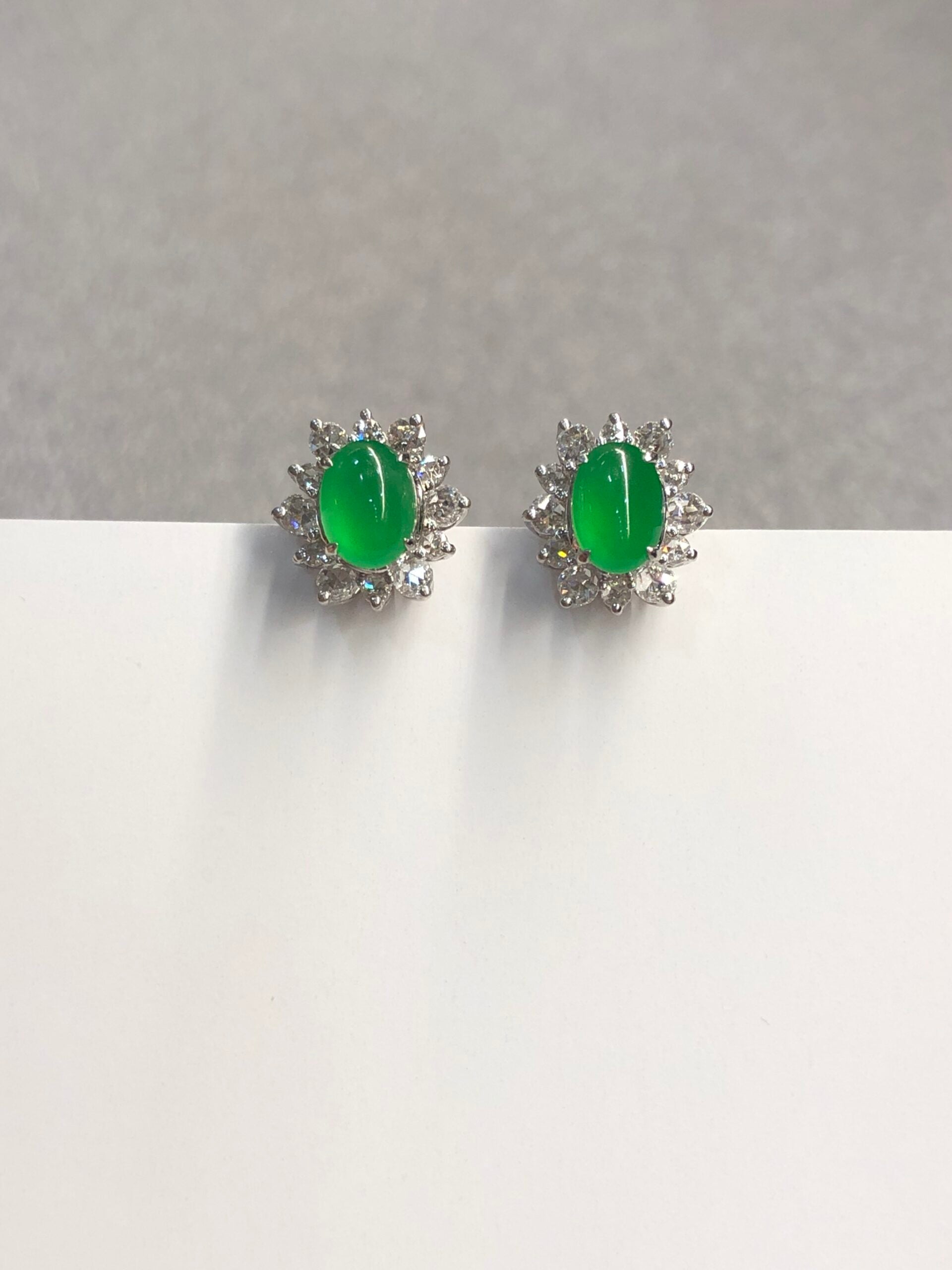Icy Green Jade Cabochons Earrings