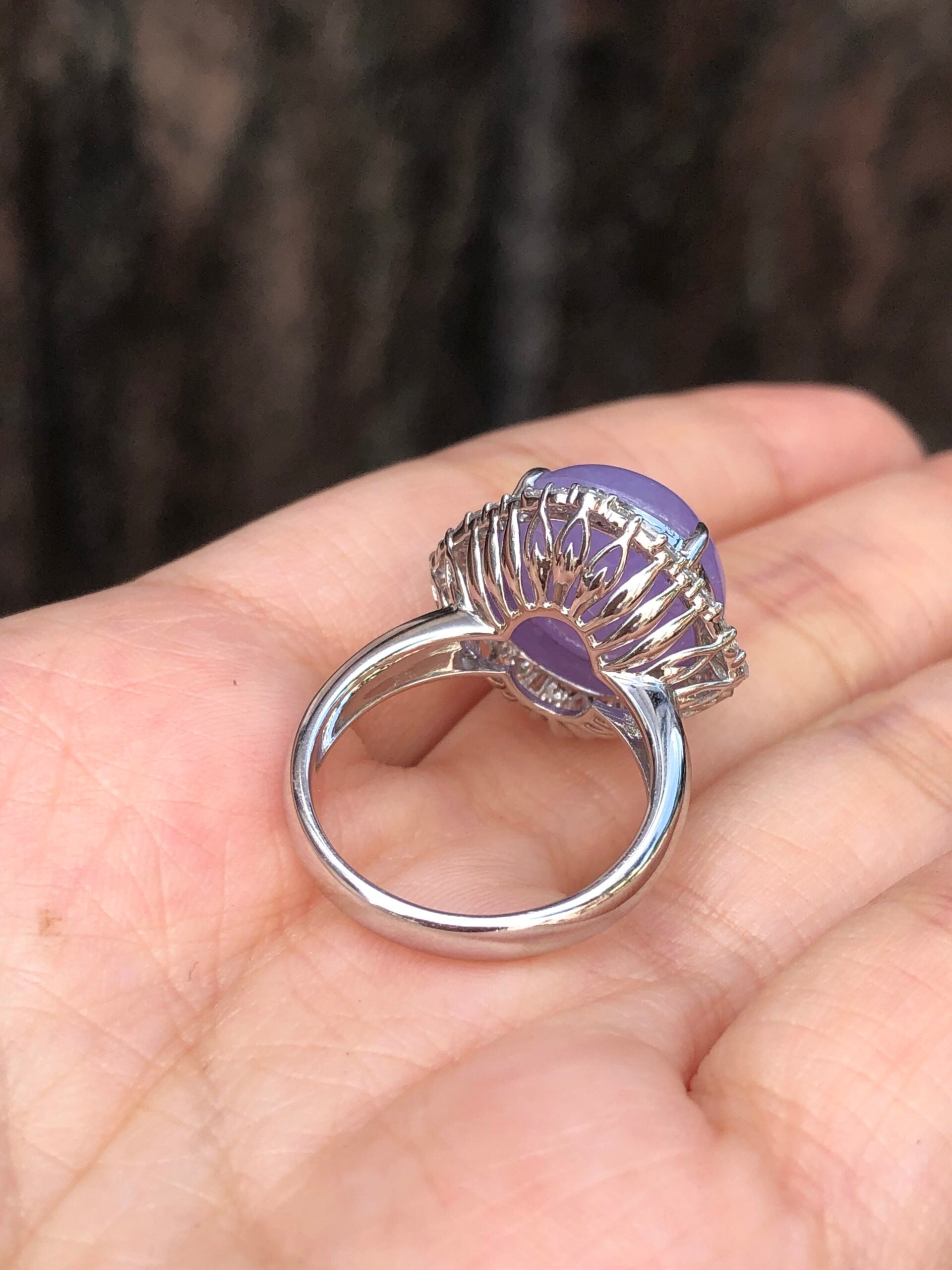 Lavender Jade Cabochon Ring